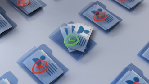 Digital medical records with red and green status shields
