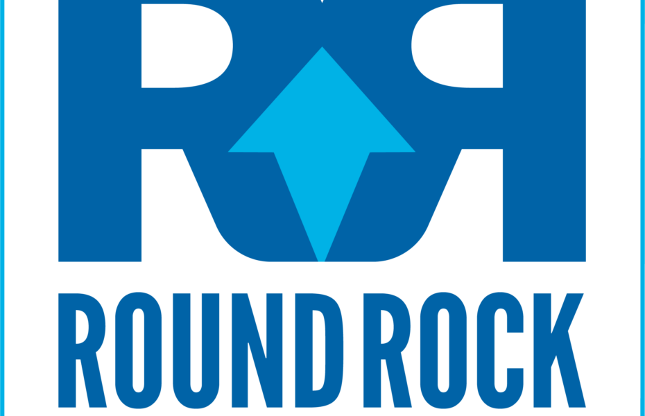 Round Rock city blue logo with arrow